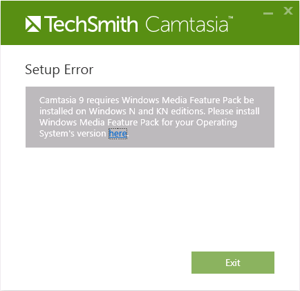 Camtasia Windows Camtasia Requiere Media Feature Pack Para