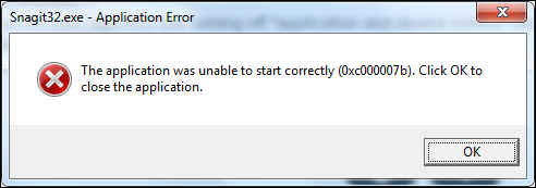 snagit install causing windows 7 problem