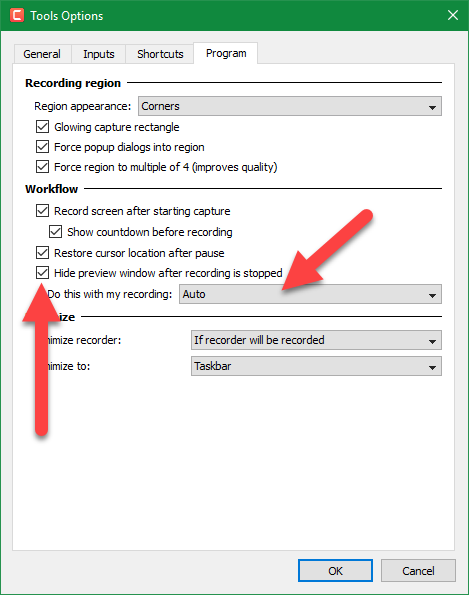 Configuración de Camtasia