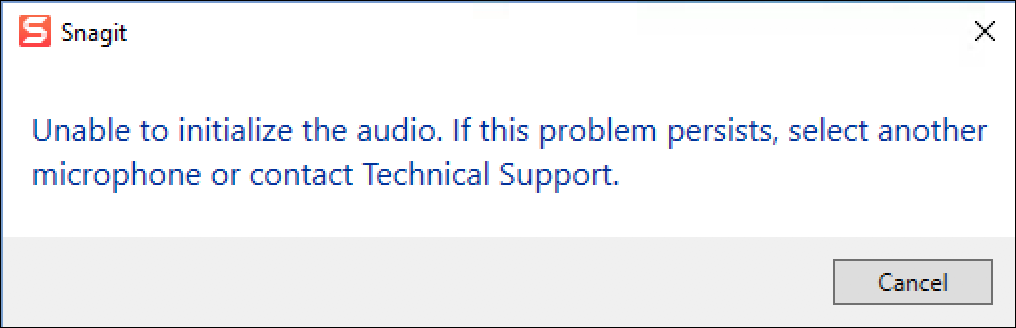 snagit does not record audio