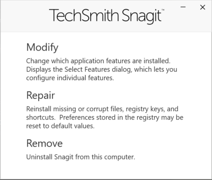 snagit 2019 uninstall