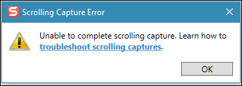 snagit scrolling capture not working