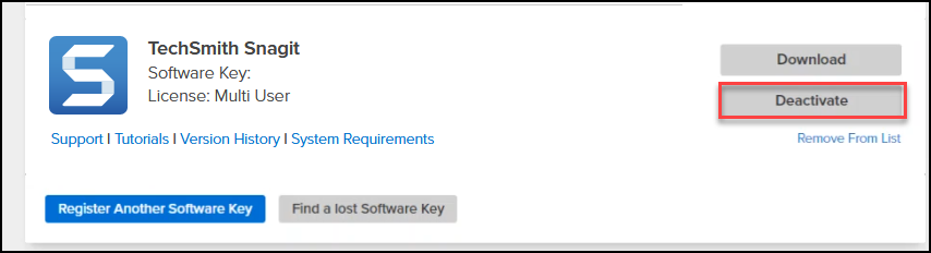 where is snagit key stored