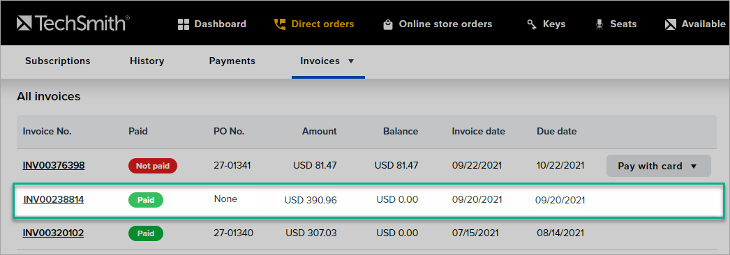 in direct orders, on the invoices page, click the needed invoice