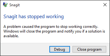 snagit 2019 windows 10 issues