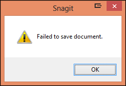 snagit 2019 temporary capture file does not exist