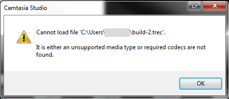 Camtasia Windows ファイルをロードできません サポートされていないメディアタイプである あるいは必要なコーデックが検出できないのいずれかです Techsmith サポート