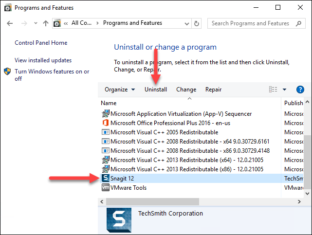 Uninstalling A Techsmith Product Techsmith Support