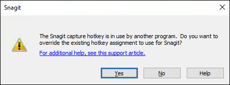 snagit hotkey windows 10